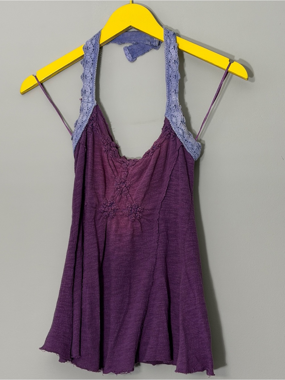 Free People Purple halter neck dress with lace details Size: XS